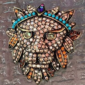 Heidi Daus Rhinestone Lion Brooch